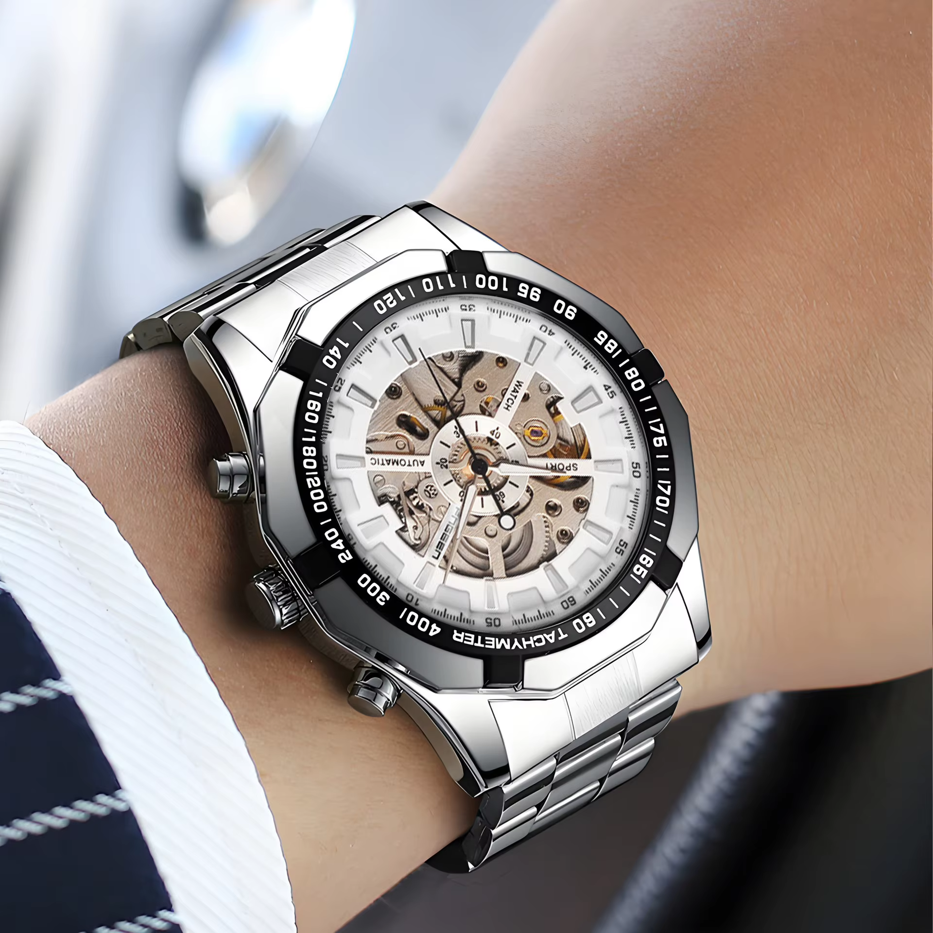Montre automatique squelette pour homme BINBOND