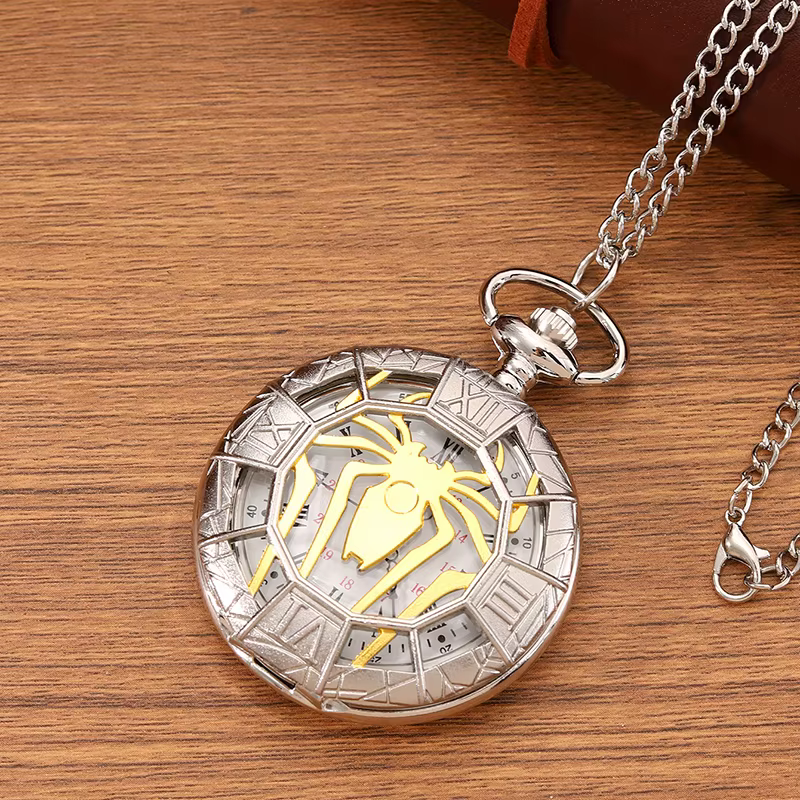 Mode nouveau Vintage Relief sculpté et évidé romain Flip Style montre de poche sur chaîne pendentif horloge