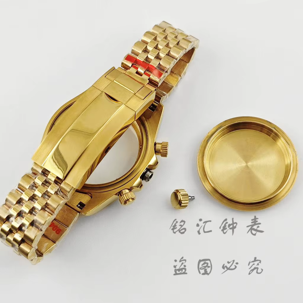 Boîtier de montre VK63 40 mm en or avec bracelet Jubilee et verre saphir pour homme