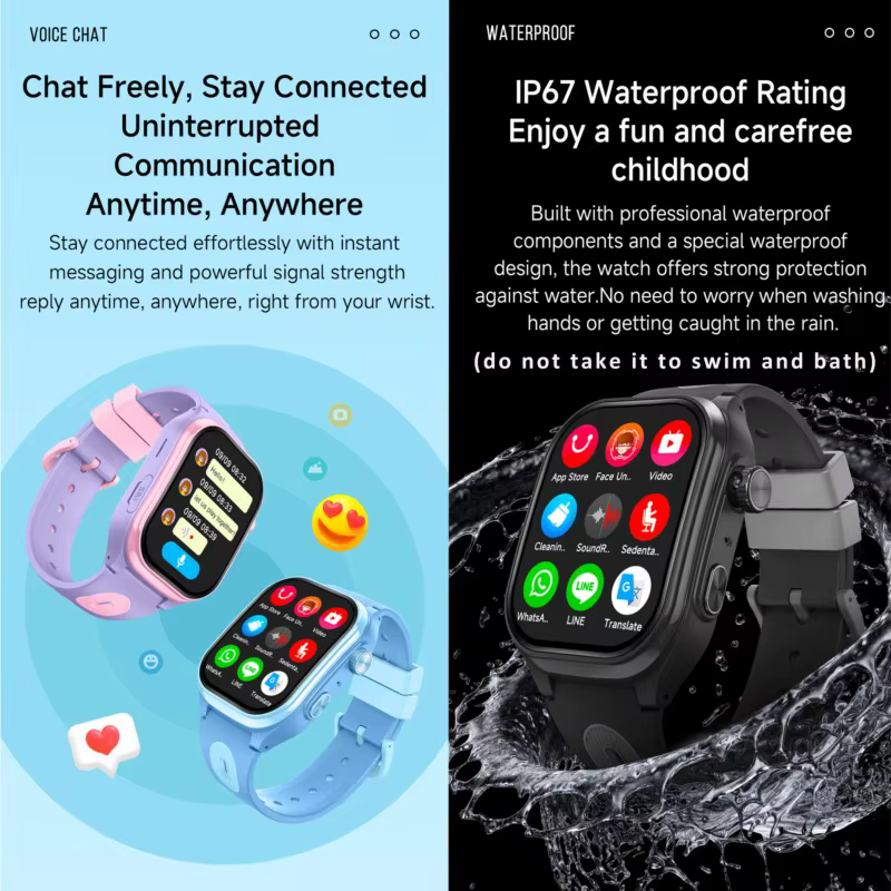 4G enfants montre intelligente GPS WIFI appel vidéo APP télécharger SOS