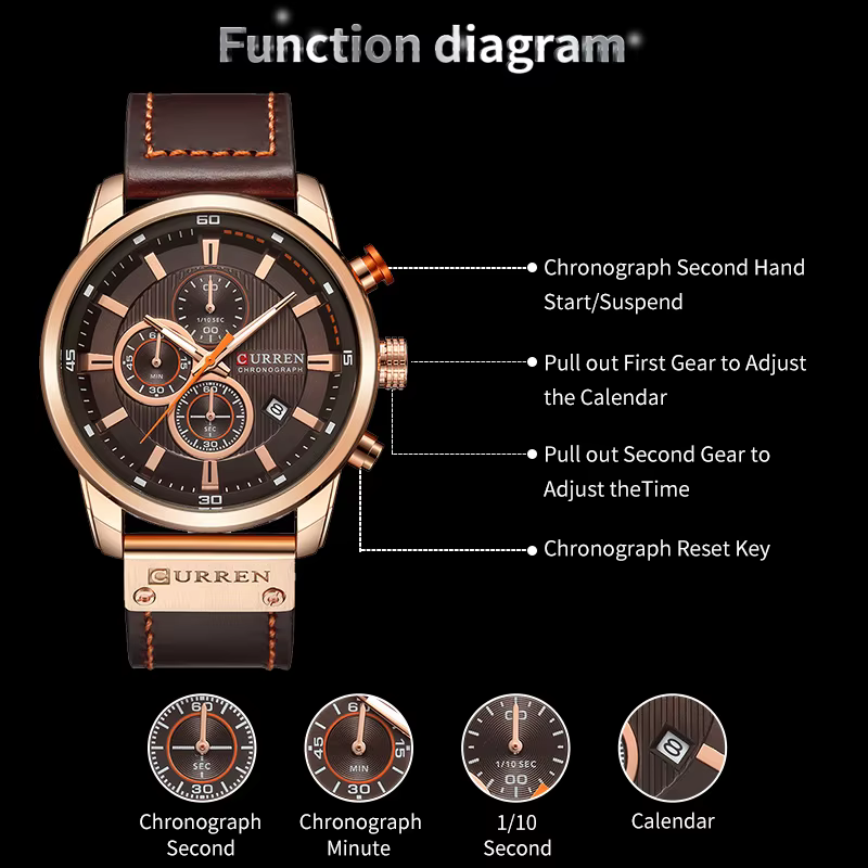 Montre chronographe à quartz pour homme CURREN 8291