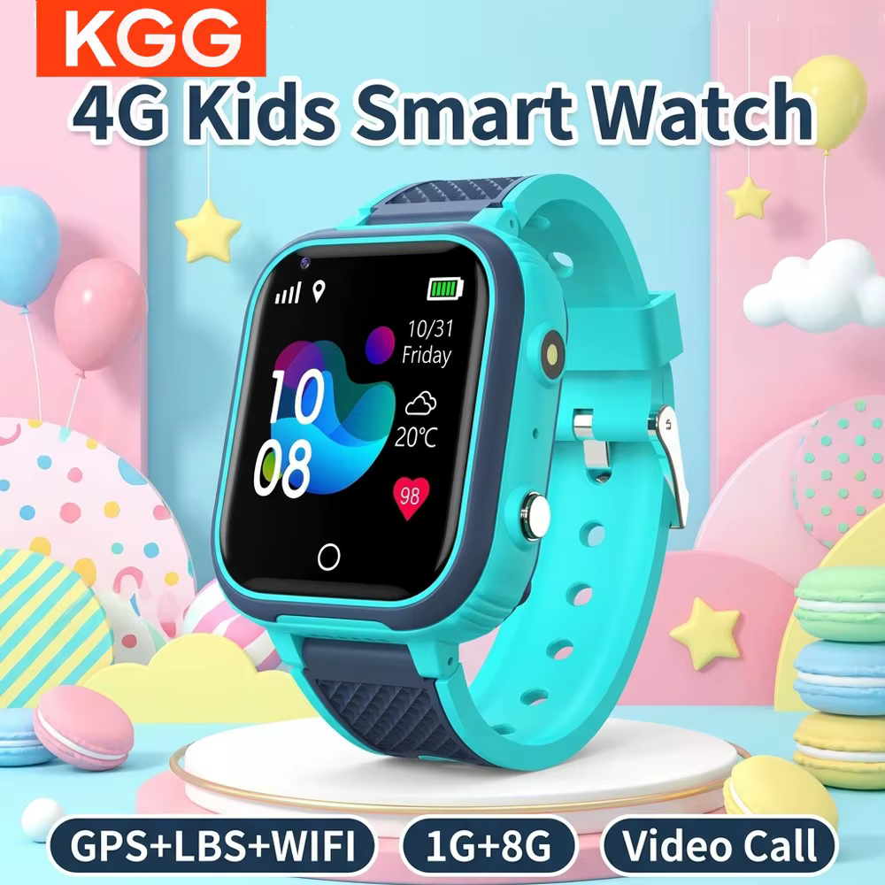 Montre connectée 4G pour enfants, GPS, WIFI, appel vidéo, SOS, étanche IP67, 1 Go + 8 Go, caméra, moniteur, tracker de localisation, montre téléphone