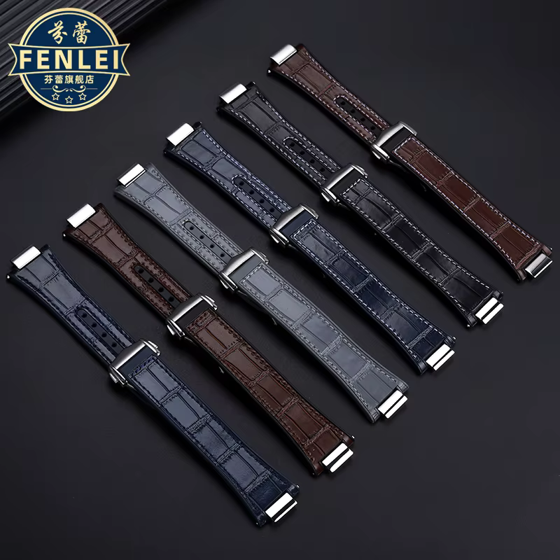 Bracelet de montre en cuir véritable pour homme