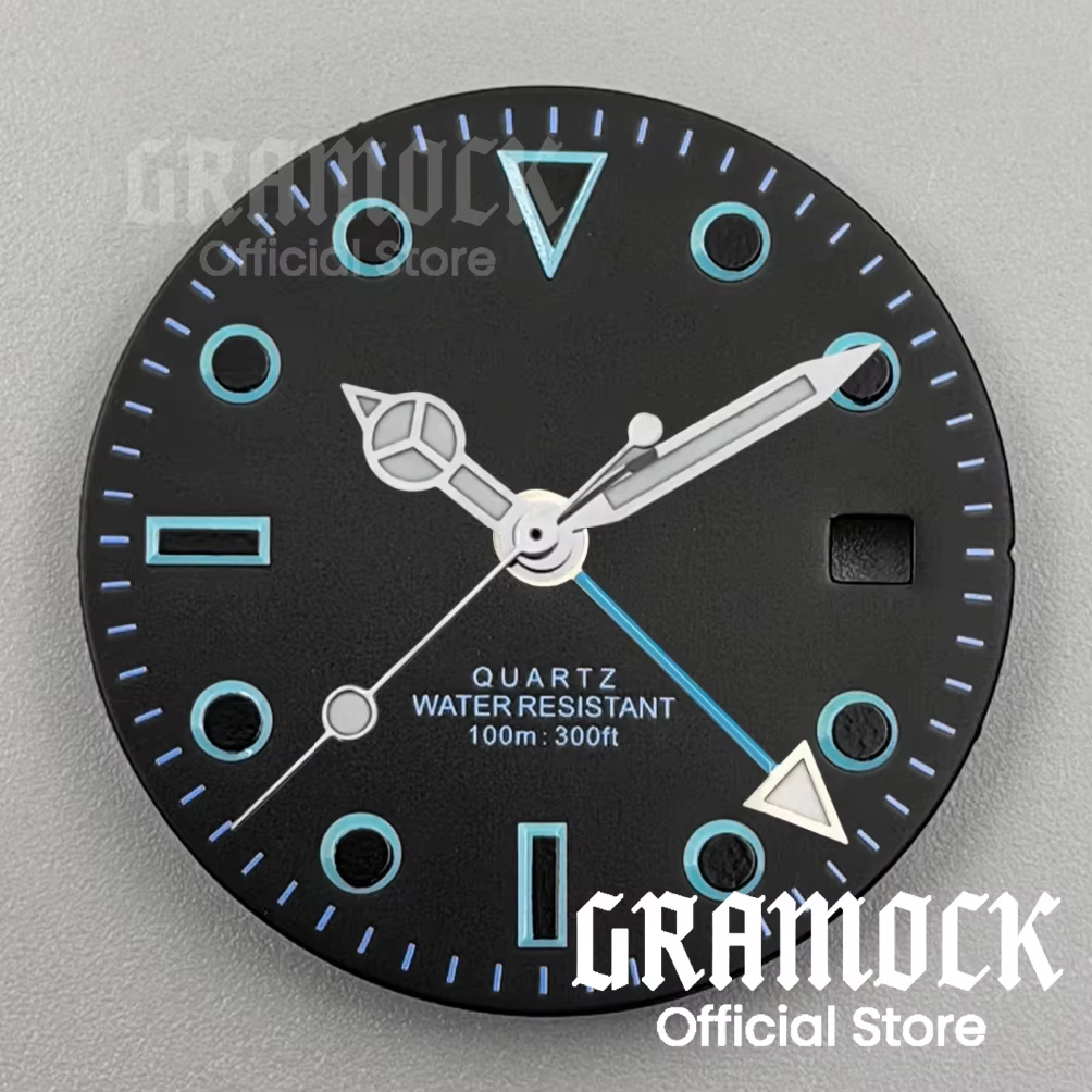 GRAMOCK hommes 29mm GMT 515 Quartz rose vert noir bleu cadran de montre avec quatre aiguilles