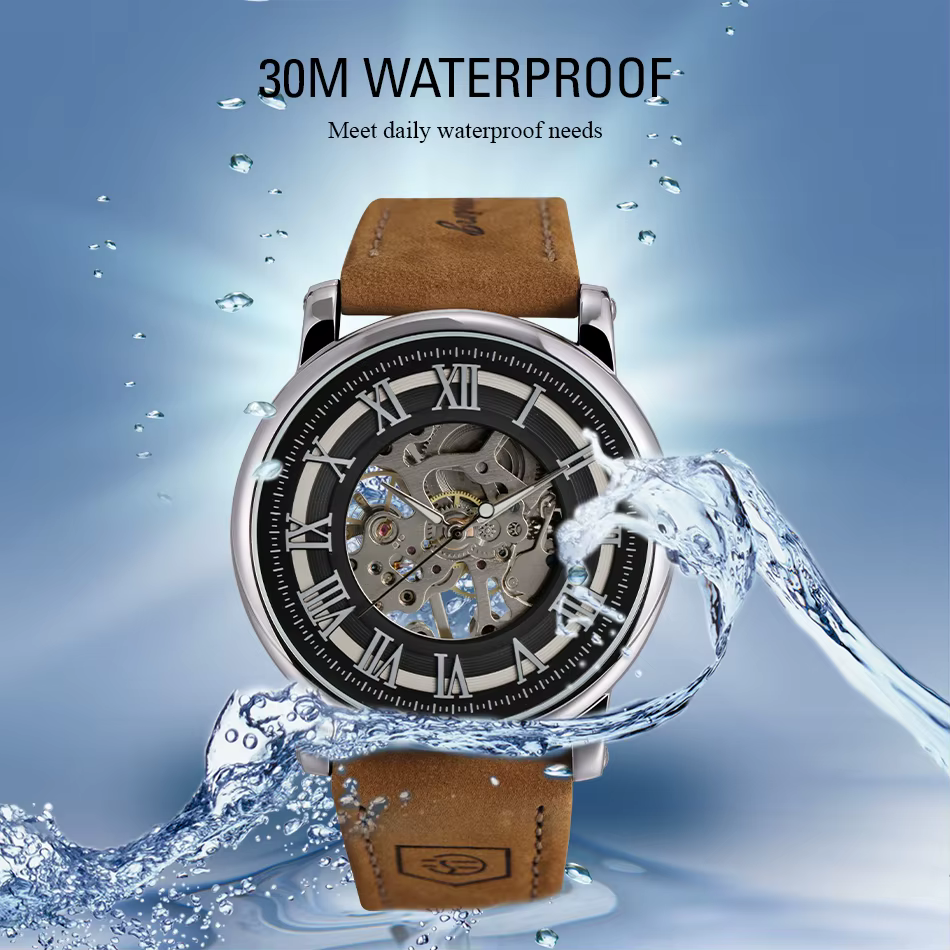 FORSINING Original acier squelette mécanique homme montre mouvement manuel horloge étanche en cuir de luxe Vintage hommes montres
