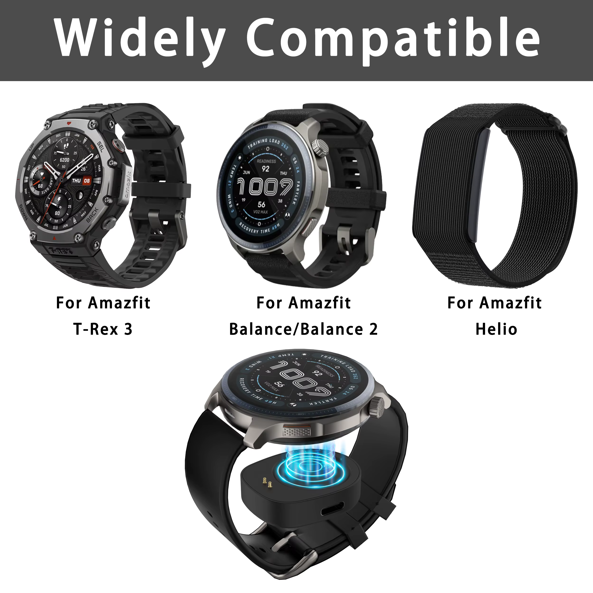 Convertisseur de chargeur sans fil pour montre connectée Amazfit Balance 2/ Balance/T-Rex 3/Helio