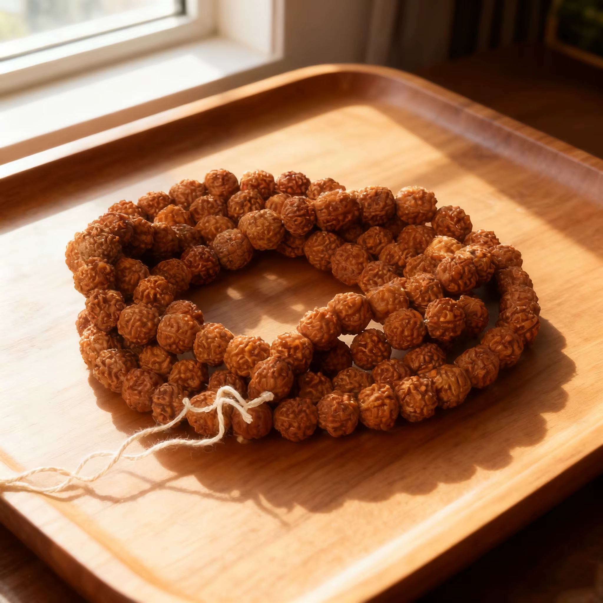 Collier Mala Rudraksha naturel, 108 perles, bijoux de méditation, Bracelet de Yoga, perles bouddhistes, accessoires de bricolage, fabrication de bijoux, 6-14mm