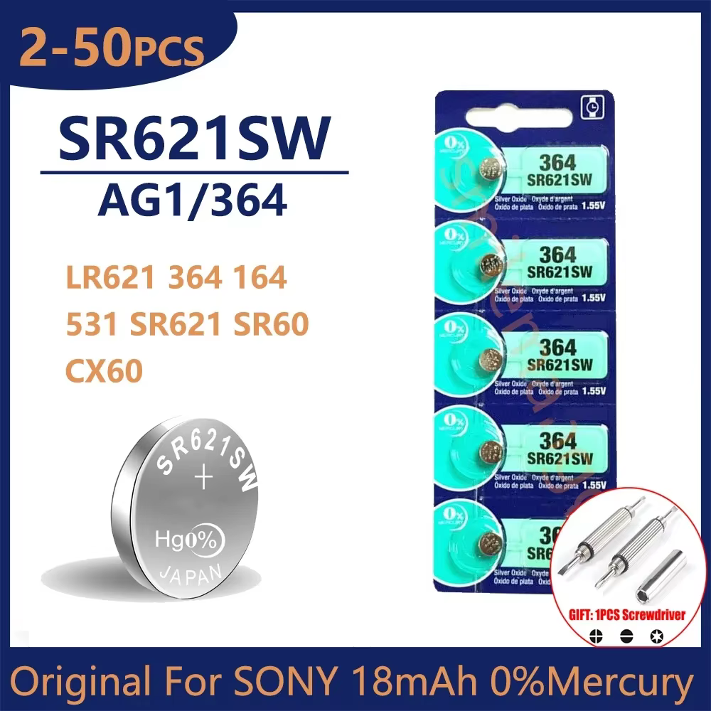 Batterie bouton originale pour SONY 364 SR621SW SR60 1.55V, pour montre, jouets, piles bouton à distance
