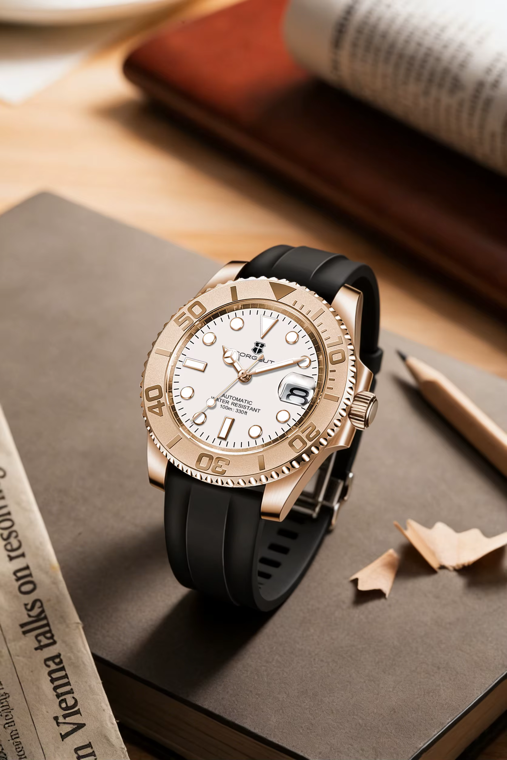 Montre-bracelet mécanique automatique Corgeut pour homme