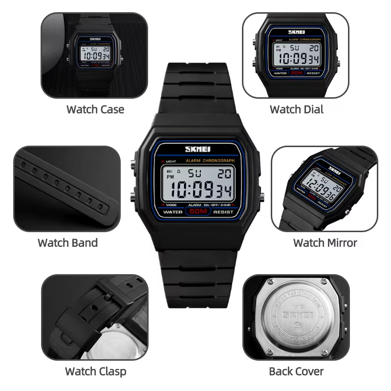 Skmei femmes Led montres étanches mode bracelet en polyuréthane natation numérique Sport montre-bracelet femme réveil