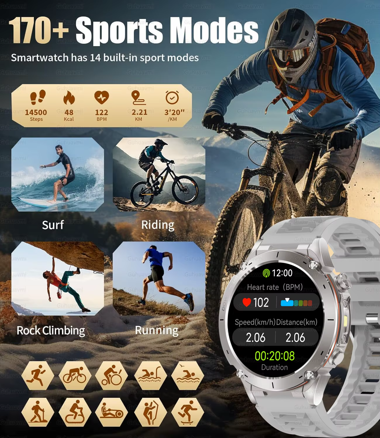 2025 GUHUAVMI Y-101 GPS sport montre intelligente 10ATM étanche intégré double bande GNSS boussole altimètre qualité militaire Smartwatchs