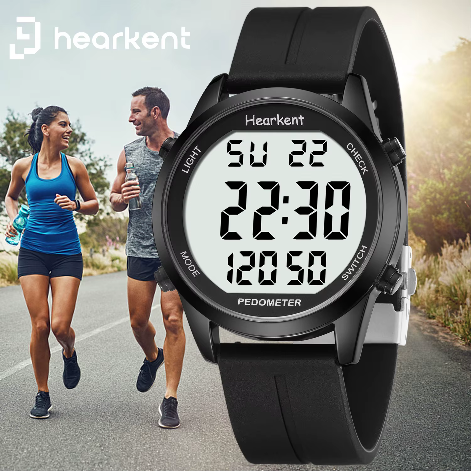 Hearkent podomètre montre hommes/femmes Sports de plein air montres étape compteur de calories rétro-éclairage LED pour traqueur de marche pas de Bluetooth