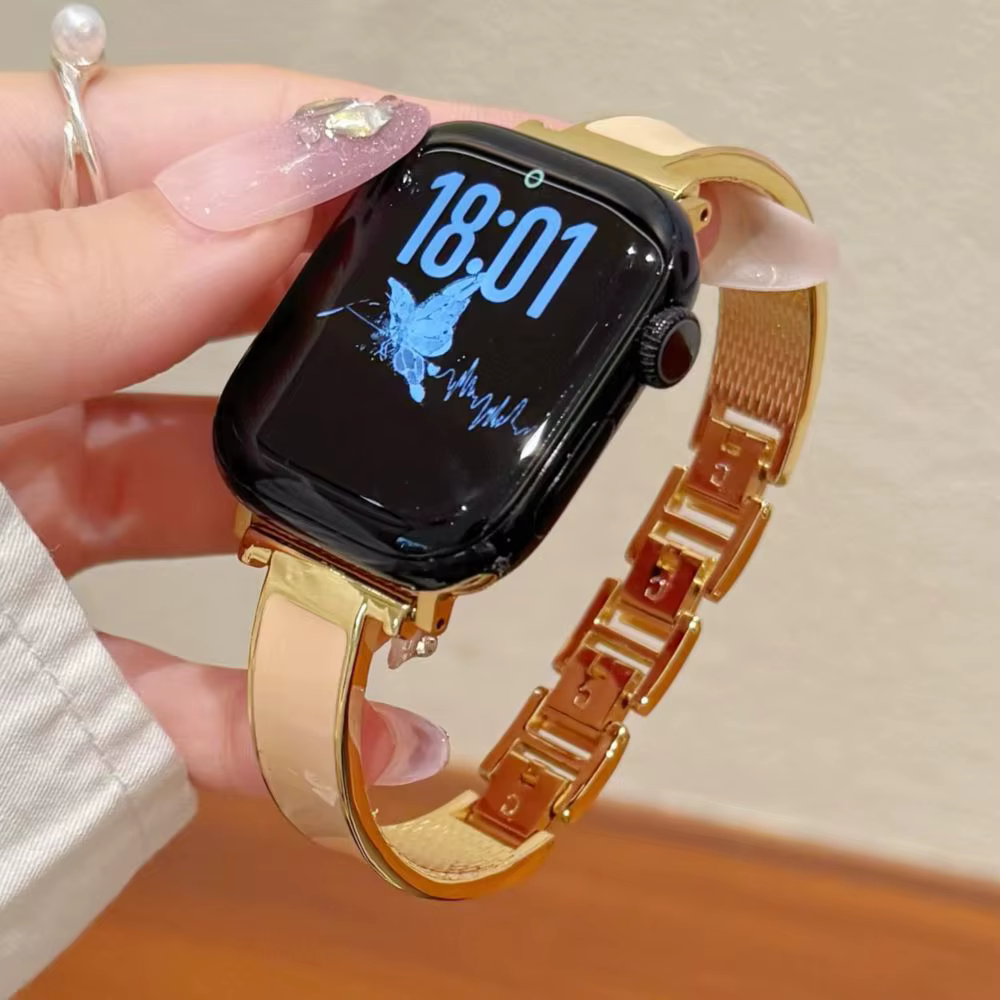 Bracelets de montre en émail fins pour Apple Watch 38 40 41 42 44 45 46 49 mm