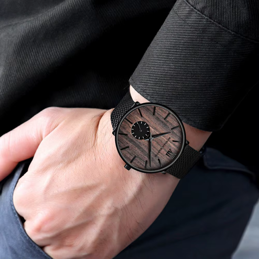 Hannah Martin-Montre-bracelet en acier inoxydable pour homme