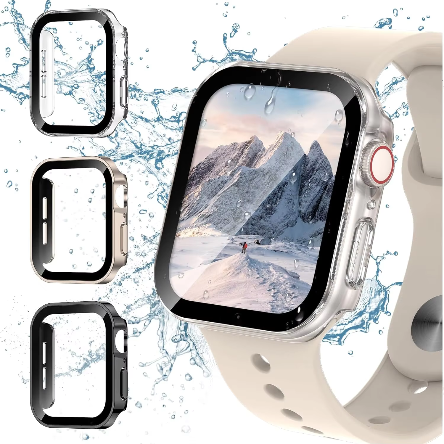 Boîtier de montre étanche + verre pour Apple Watch 40/41/42/44/45/46mm