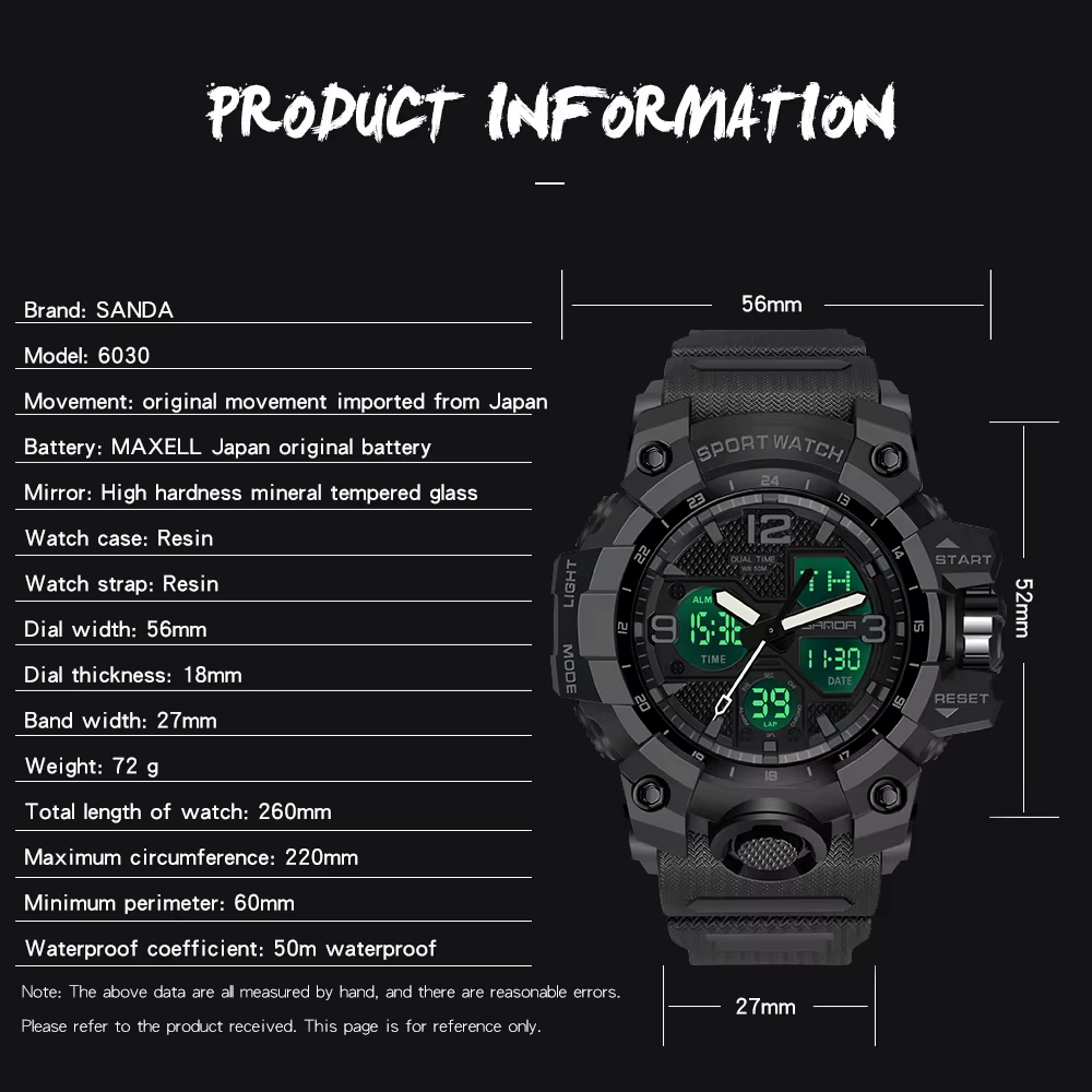SANDA – montre de sport pour hommes