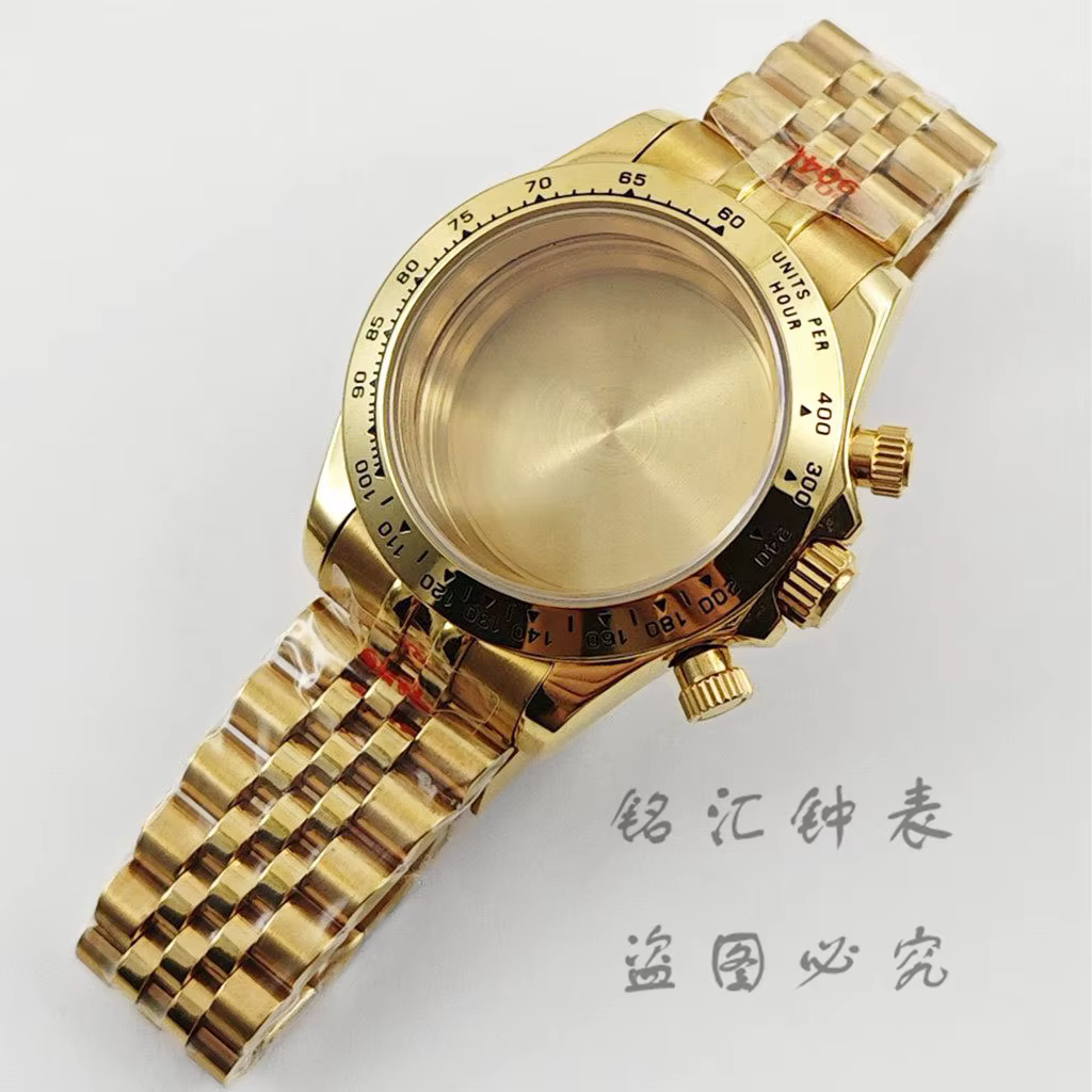 Boîtier de montre VK63 40 mm en or avec bracelet Jubilee et verre saphir pour homme
