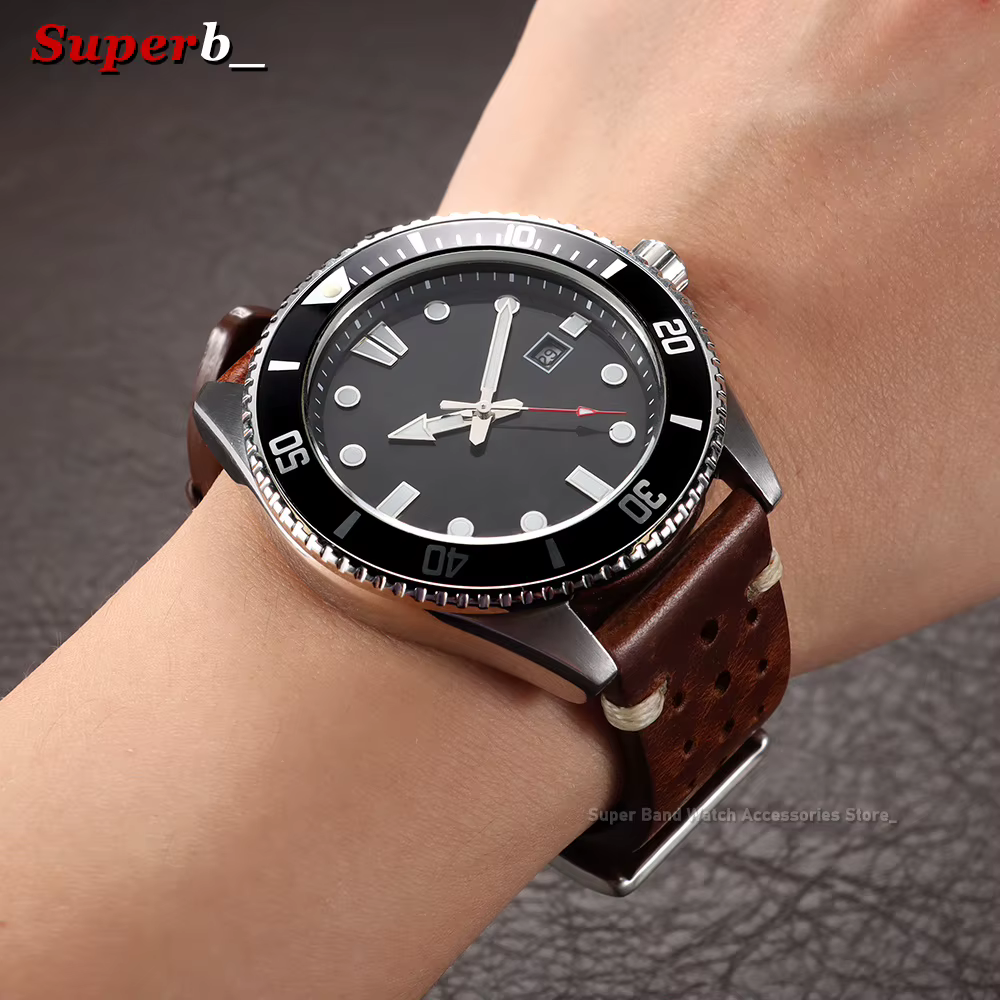Bracelet de montre en cuir huilé marron vintage à dégagement rapide 20mm 22mm