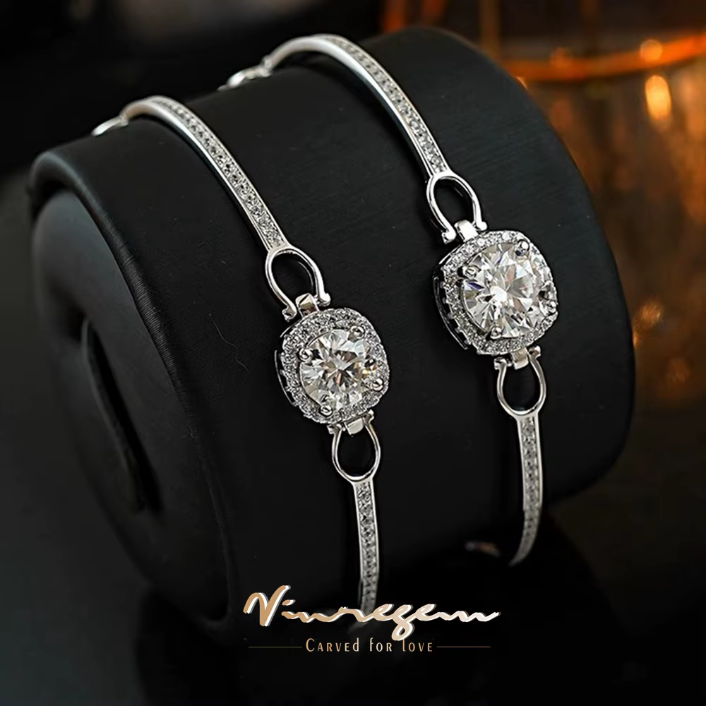 Vinregem VVS1 3EX D couleur coupe ronde 1-2 CT réel Moissanite diamants chaîne Bracelets 925 en argent Sterling bijoux fins en gros
