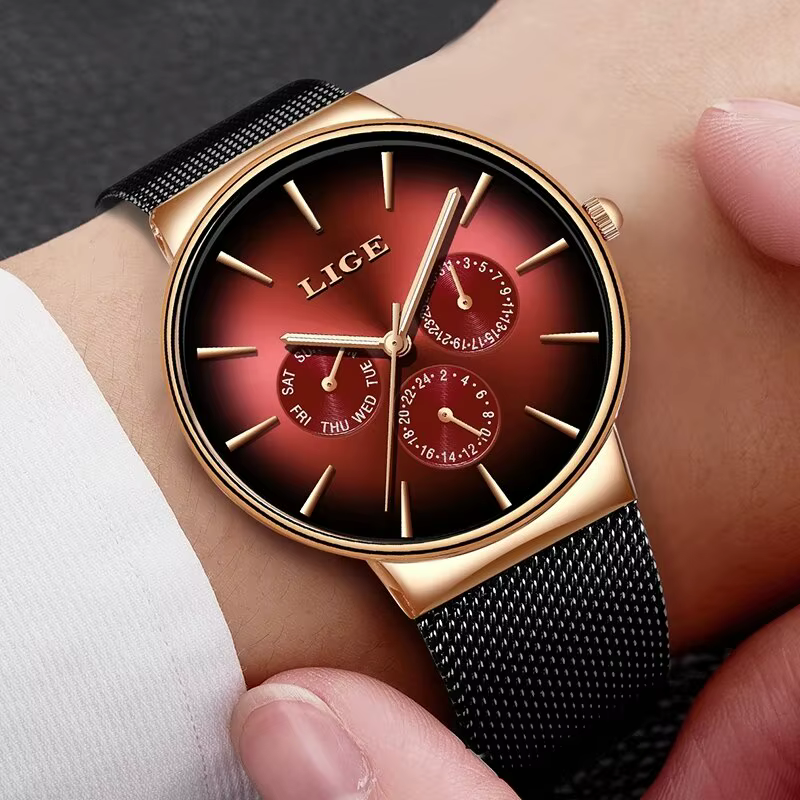 Montre à quartz ultra fine étanche pour homme