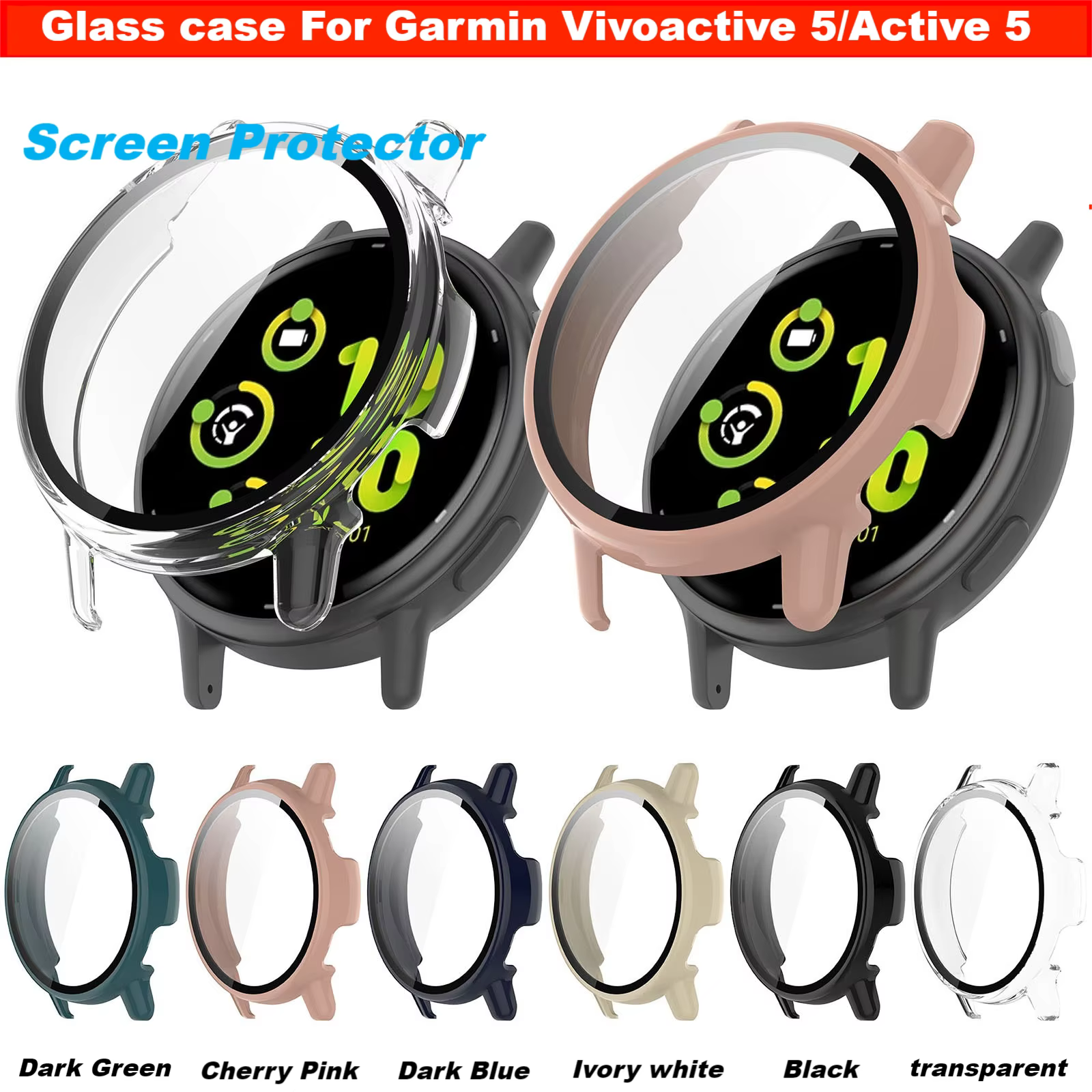 Boîtier en verre trempé pour montre intelligente Garmin Vivoactive 5