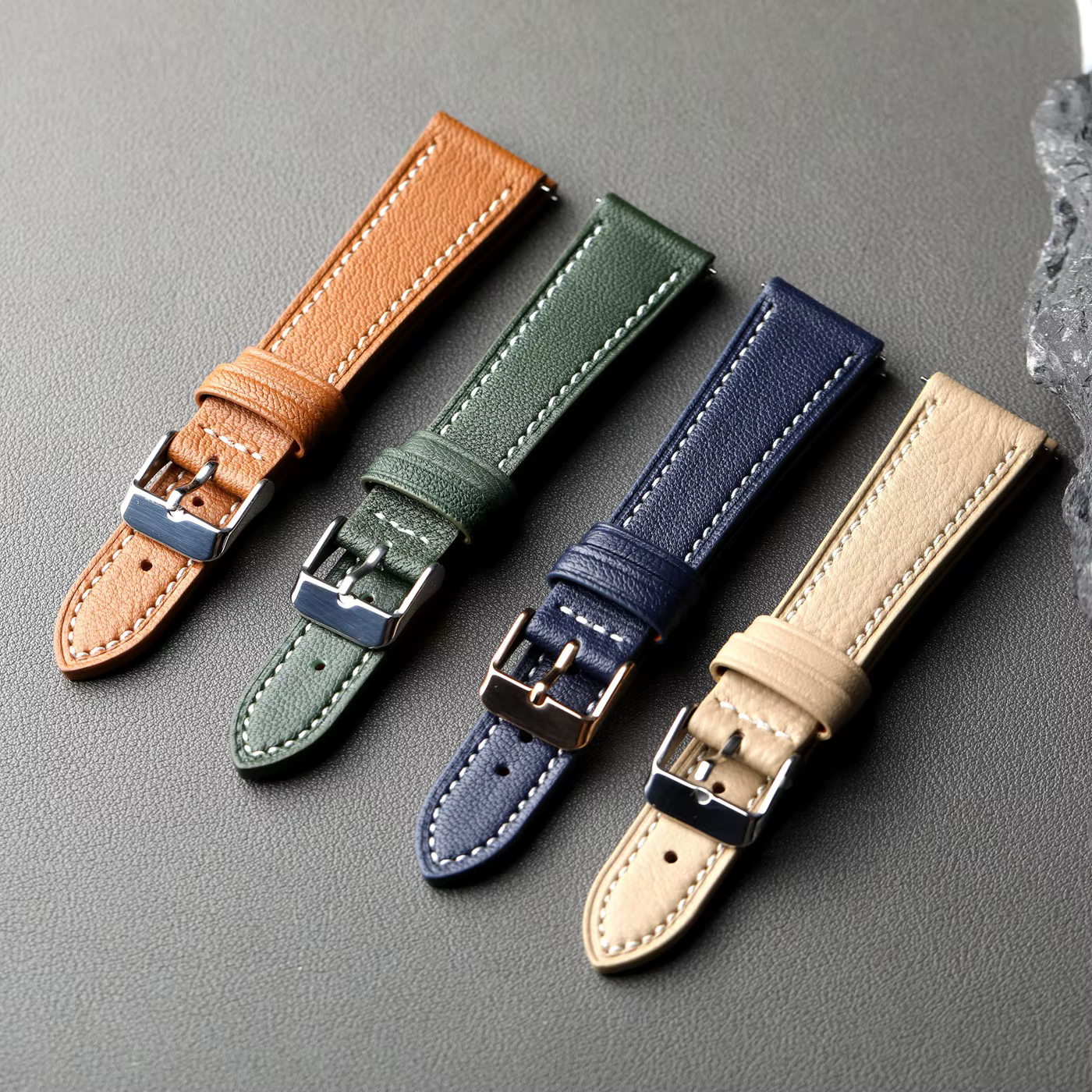 Bracelet en cuir de chèvre français fait à la main 18 19 20 21 22MM