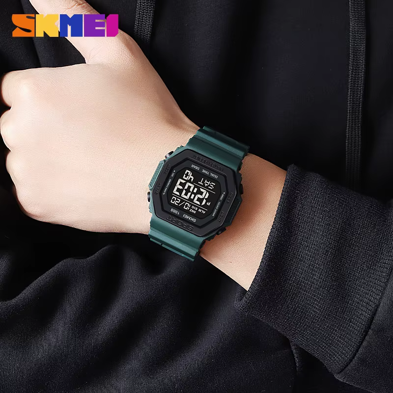 SKMEI 1988 militaire compte à rebours Chrono montre-bracelet pour hommes LED affichage numérique Sport montre