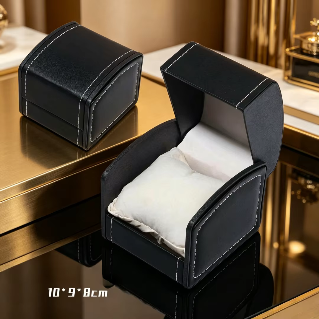Boîte à montre octogonale en cuir PU pour hommes et femmes
