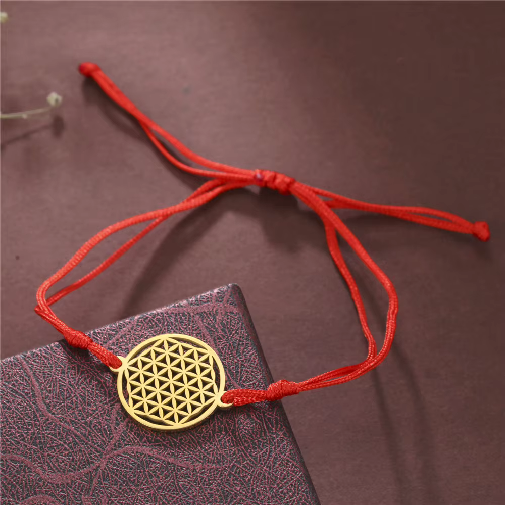 Bracelet à breloques Mandala fleur de vie, boîte en acier inoxydable, chaîne, amulette, géométrie sacrée, bijoux cadeaux pour femmes et hommes