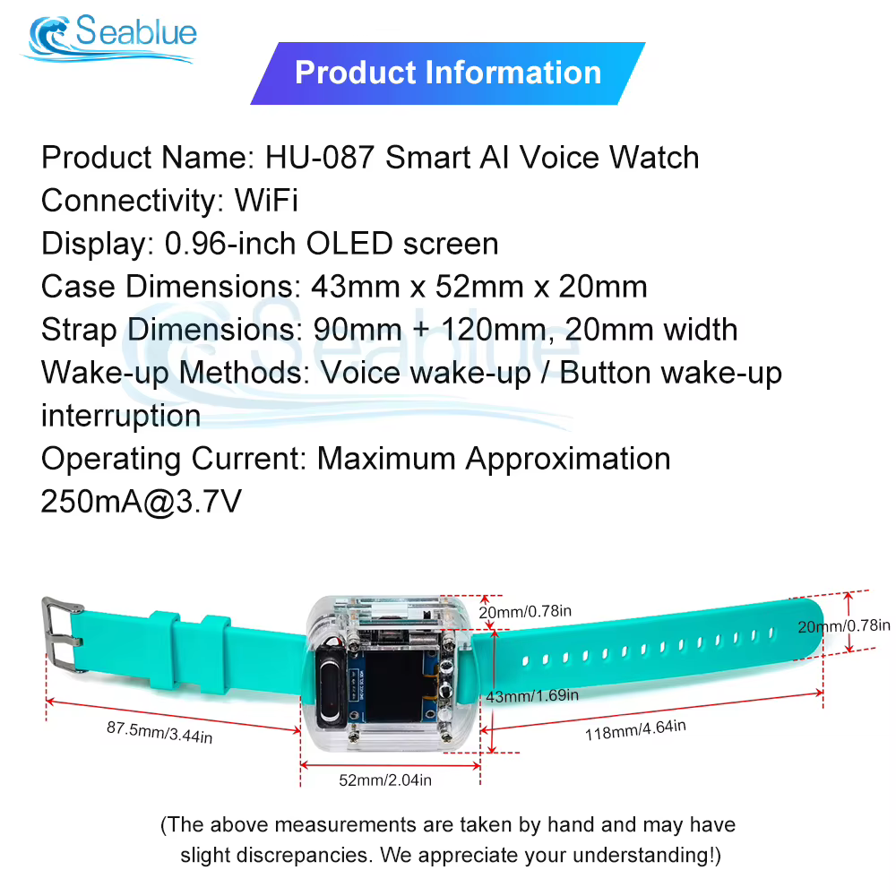 Xiaozhi AI montre vocale intelligente avec écran OLED 0.96 "Dialogue vocal AI Intelligent Kit de bricolage ESP32S3N16R8 Module bracelet en Silicone