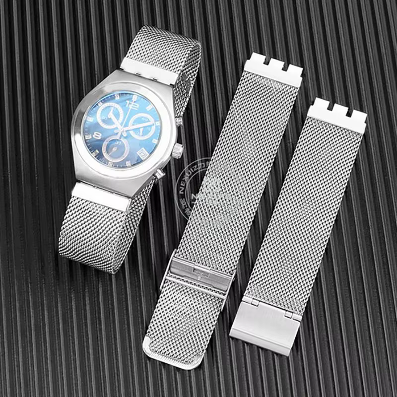 Pour Swatch bracelet en acier de précision IRONY YGS749 hommes femmes bouche Concave chaîne de montre en métal Milan