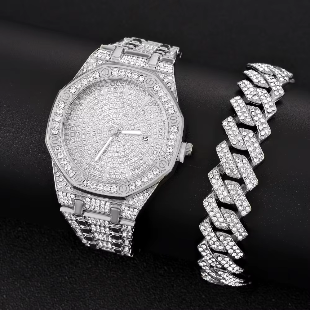 Montre glacée pour hommes