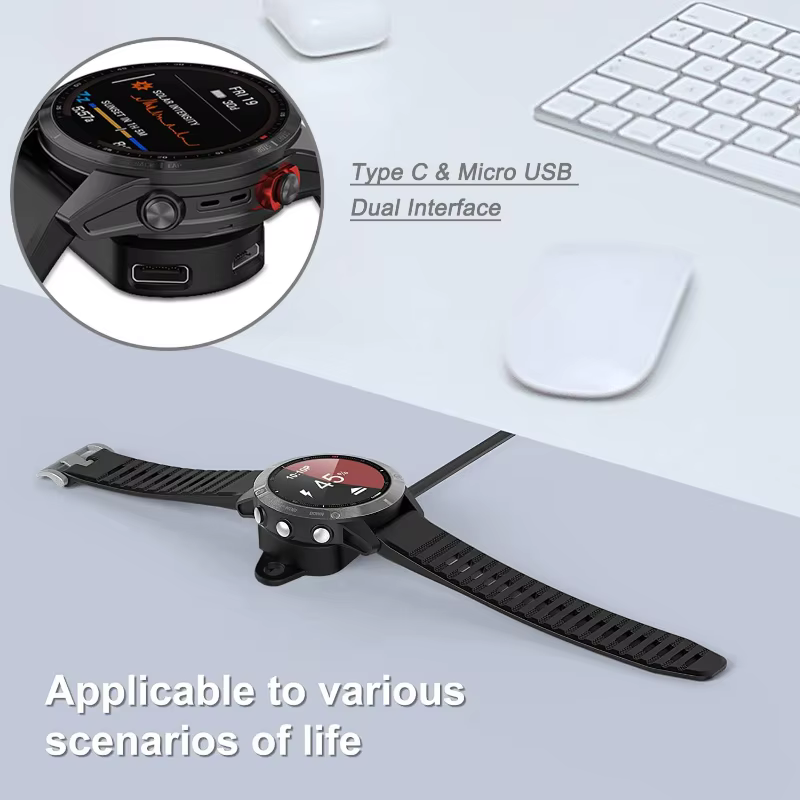 Pour Garmin Fenix 6 7 Venu Forerunner 955 convertisseur de chargeur de montre pour Apple ios Micro USB Type C