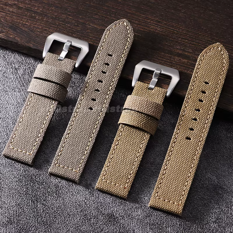 Bracelet de montre vintage en toile respirante 20mm 22mm 24mm