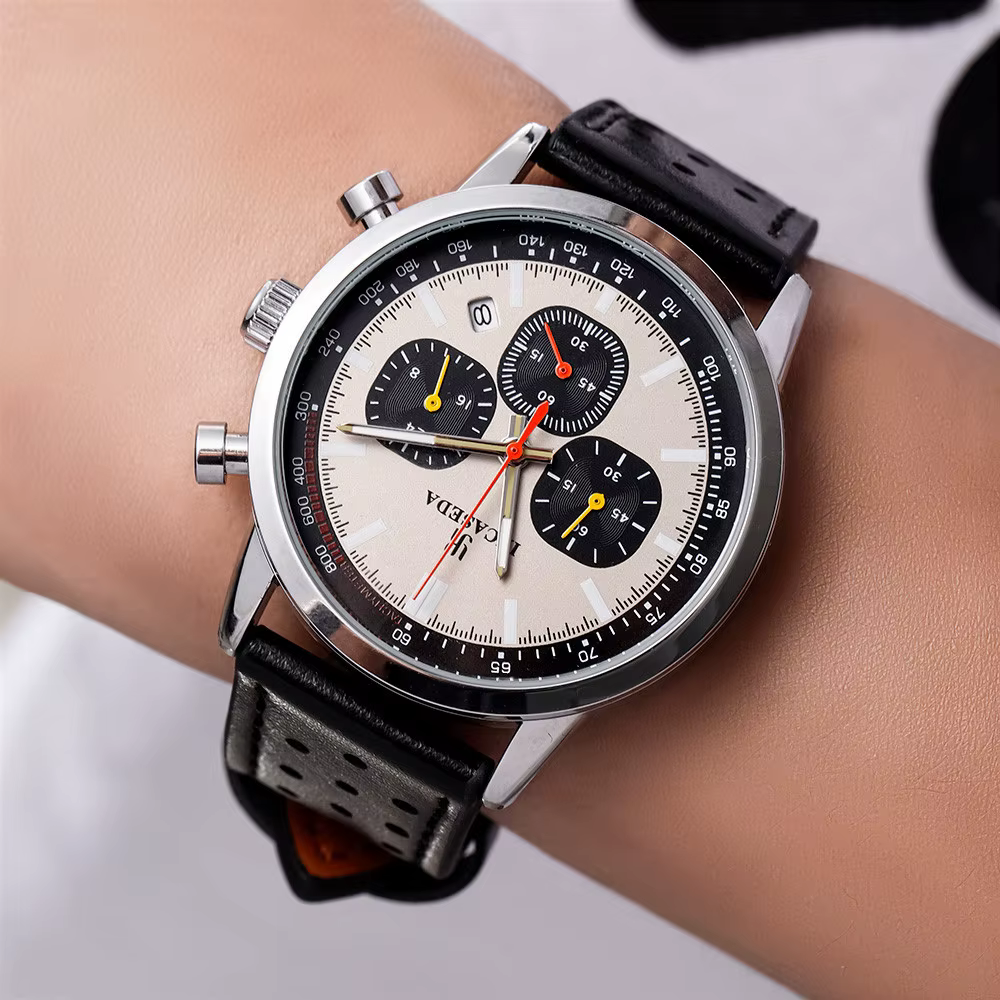 Montre à quartz multifonctionnelle chronographe pour homme