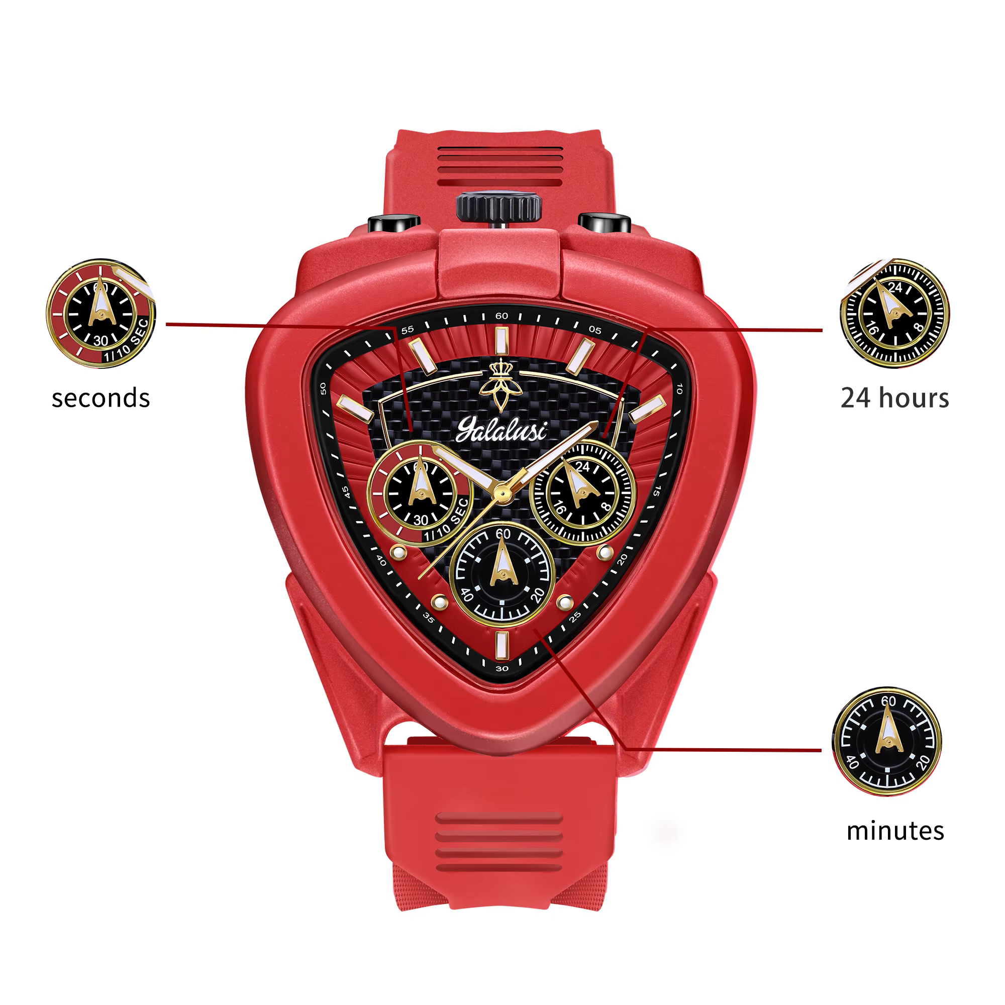 Montre pour homme YaLaLuSi : montre-bracelet à quartz résistante à l'eau avec cadran triangulaire