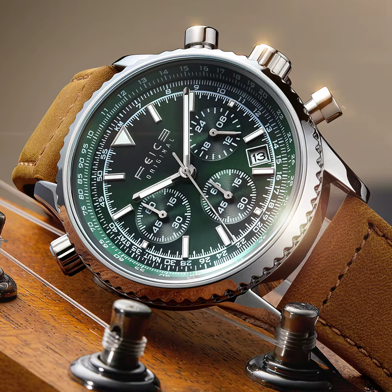 Montre à quartz en cuir pour homme