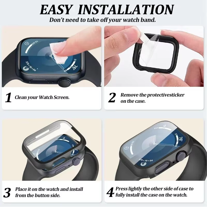 Bracelet + verre + étui pour Apple Watch série 11 10 8 7 9 6 4 5