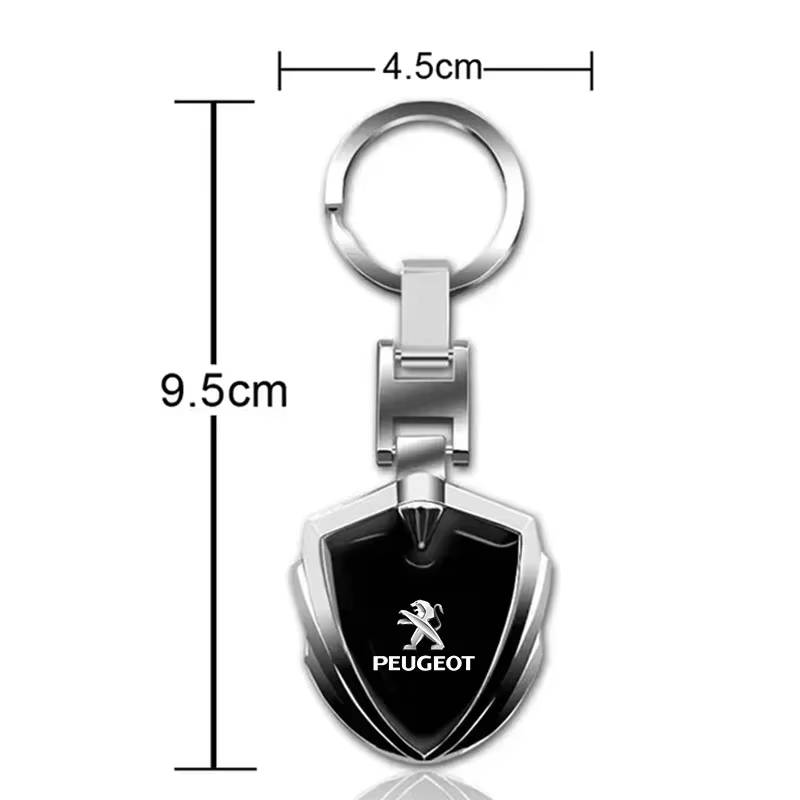 Porte-clés en métal 3D pour voiture, emblèmes de logo de voiture, accessoires pour Peugeot 308 206 207 407 607 108 208 301 308 508 608 107