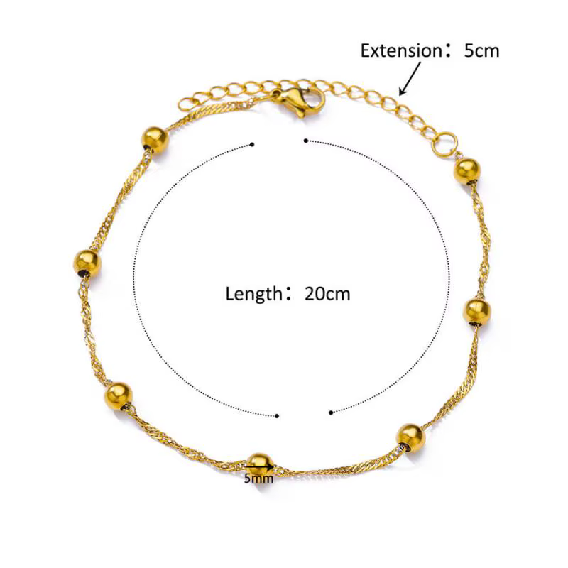 Bracelets de cheville pour femmes, accessoires de plage, chaîne de perles en acier inoxydable, bijoux esthétiques, cadeau d'anniversaire, été