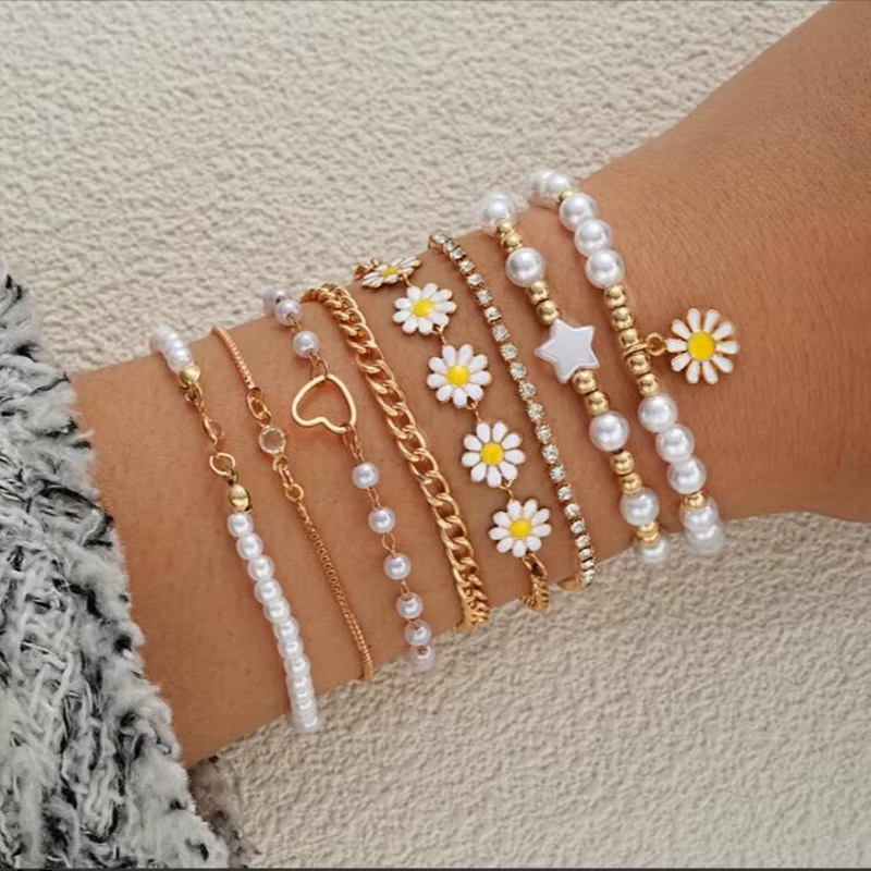 Mn-Ensemble de bracelets rétro Pearl Destroy Andrand pour dames, style bohème, breloque élégante, accessoires de bijoux, fête
