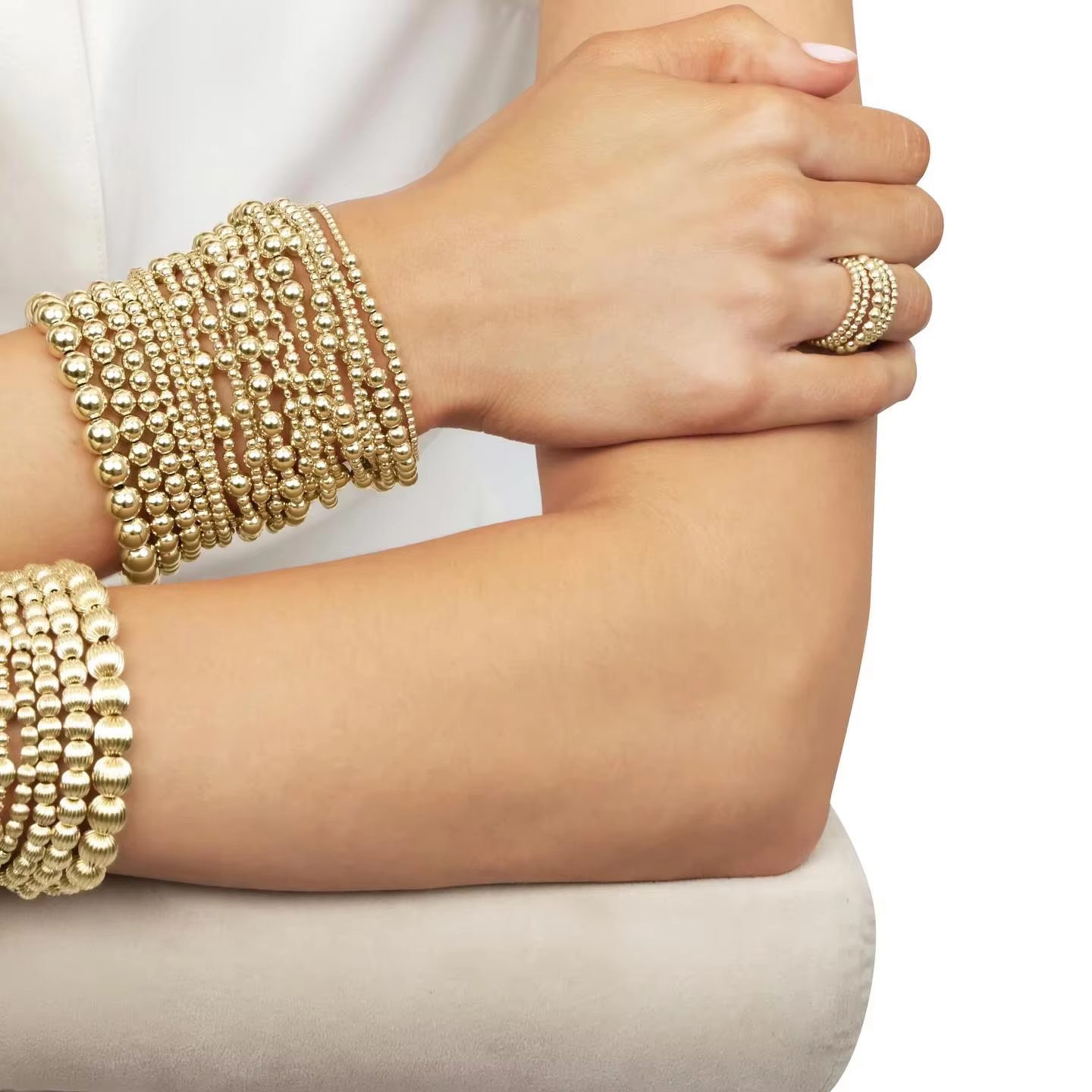 Ensemble de bracelets perlés dorés style bohème Vlen, faits à la main, bijoux fantaisie épais et tendance pour cadeau de mariage ou d'anniversaire