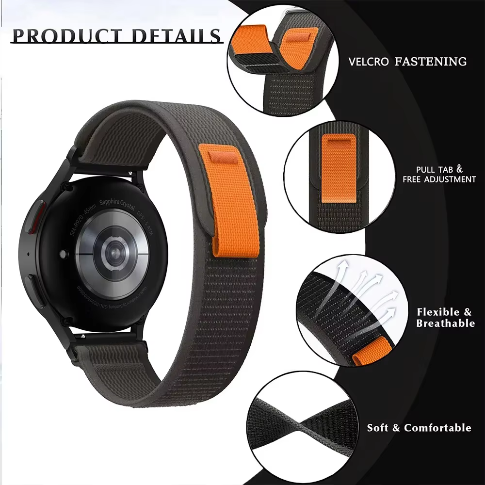 Bracelet en nylon Trail de 20 mm et 22 mm pour Garmin Forerunner 170 70 570 970 965 265 165 55, bracelet Garmin Venu 2 3 4 45 mm Active 6 5