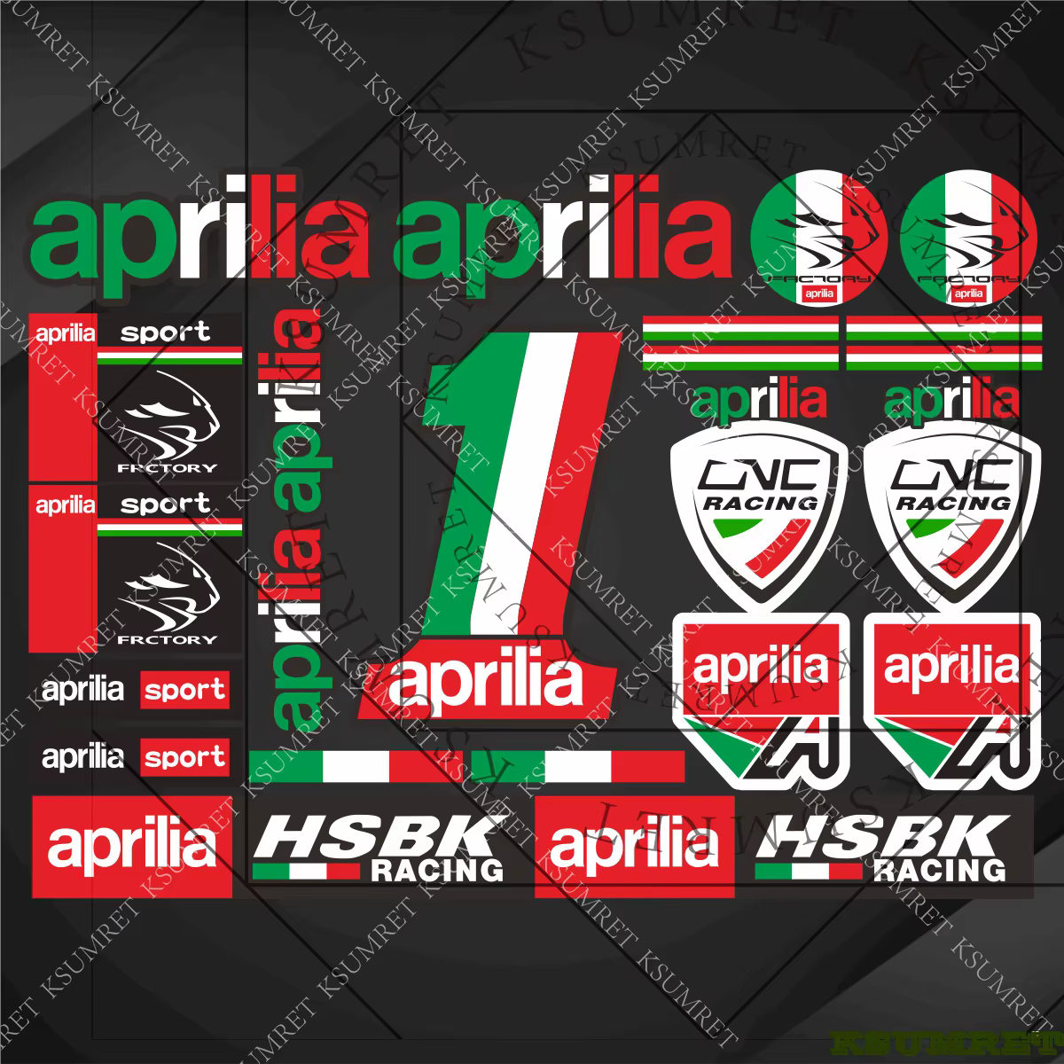 Autocollants pour moto Aprilia, kit d'autocollants pour casque de moto