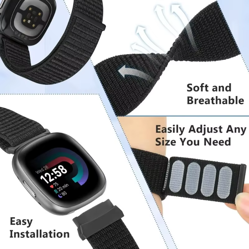 Bracelet en Nylon pour Fitbit Versa 4/Versa 3