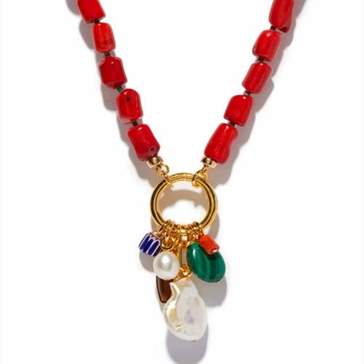 Collier en corail rouge Style INS, accessoires de mode pour femmes, nouveaux bijoux pendentif en perles naturelles, meilleur cadeau de noël pour mariage