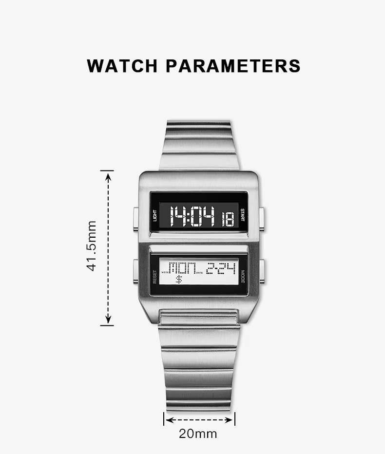 Homme chronographe compte à rebours montre numérique pour hommes mode Sport de plein air montre-bracelet