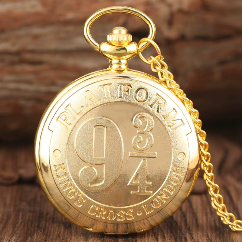 Extension de film chaud King's Cross London 9 3/4 plate-forme montre de poche à Quartz Bronze plein chasseur collier pendentif horloge reloj