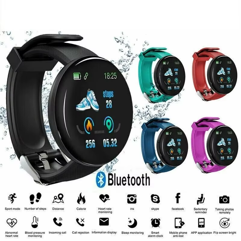 Nouvelle montre intelligente hommes femmes Bracelet Intelligent LED D18 Smartwatch étanche Smart écran tactile
