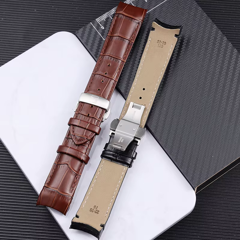 Bracelet de montre en cuir véritable pour homme